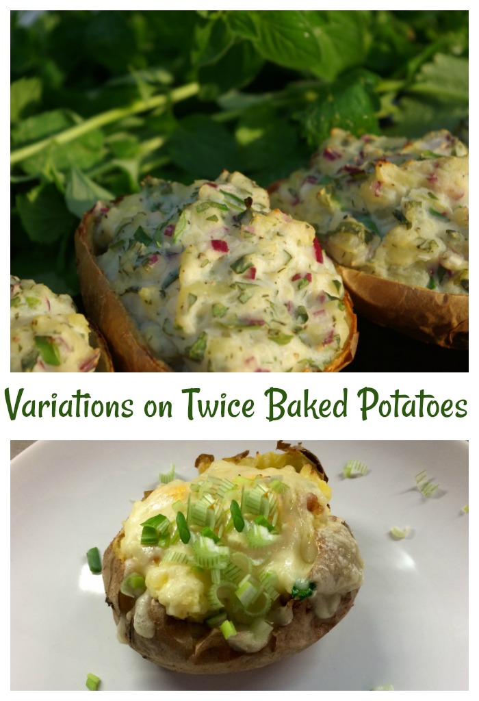 Stuffed potatoes with words Variations on twice Baked Potatoes.