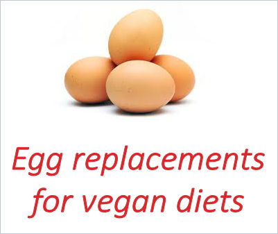 Egg replacements for vegan diets.