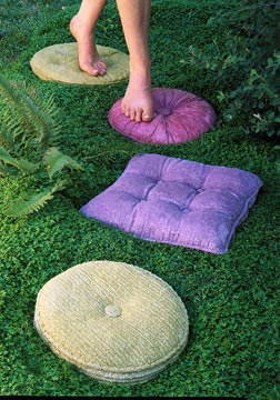 Stepping stones that look like pillows.