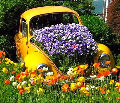 VW bug car planter