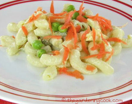 Macaroni salad with fresh veggies