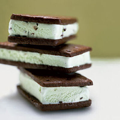 Chocolate mint icecream sandwiches