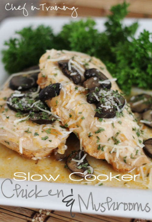 Slow cooker chicken and mushrooms by Chef in training.