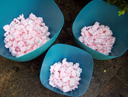 Packing peanuts makes the planters lighter