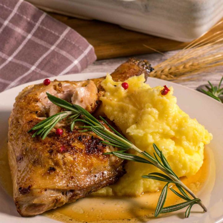 Orange Rosemary Chicken with Garlic Mashed potatoes
