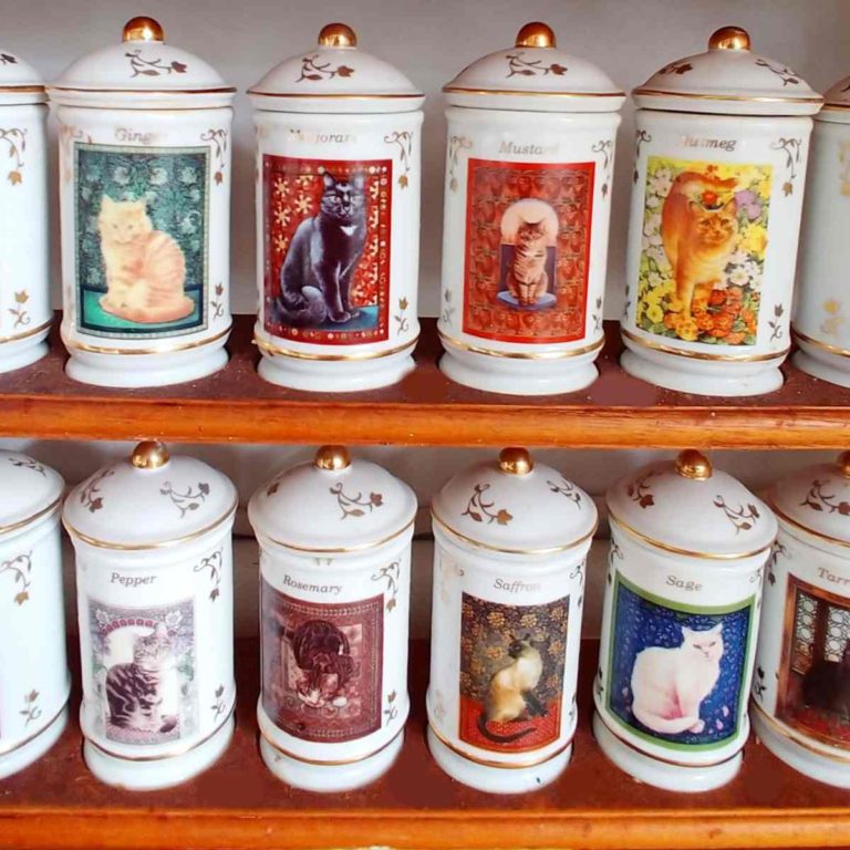 Lenox cats spice jars.