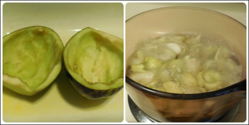boiled centers of eggplants