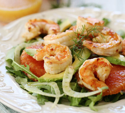 Shrimp salad with fennel.