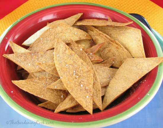 DIY home made tortilla chips baked in the oven