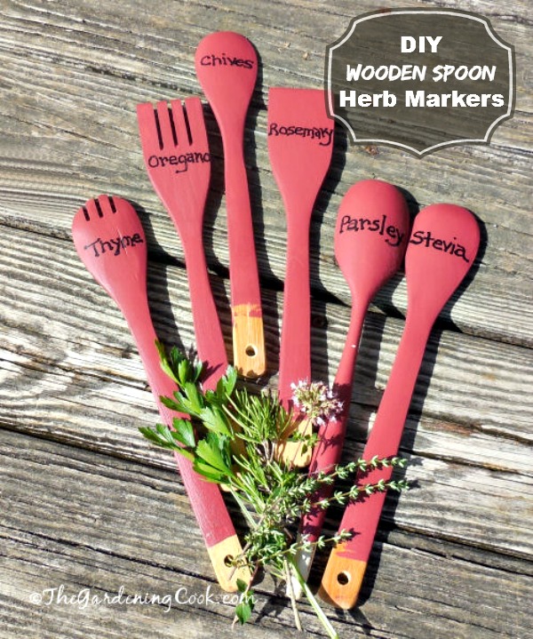 DIY Wooden Spoon Herb Plant Markers