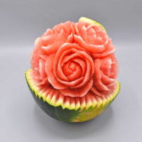 Watermelon carved into a flower.