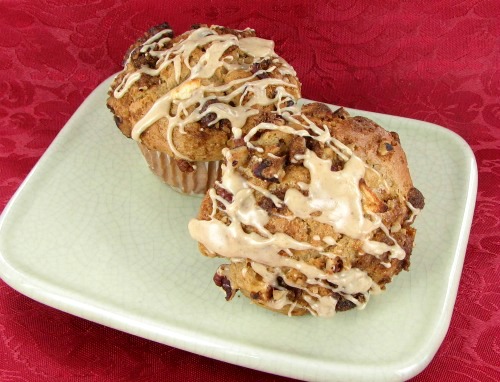 Apple buttermilk muffins with a caramel glaze