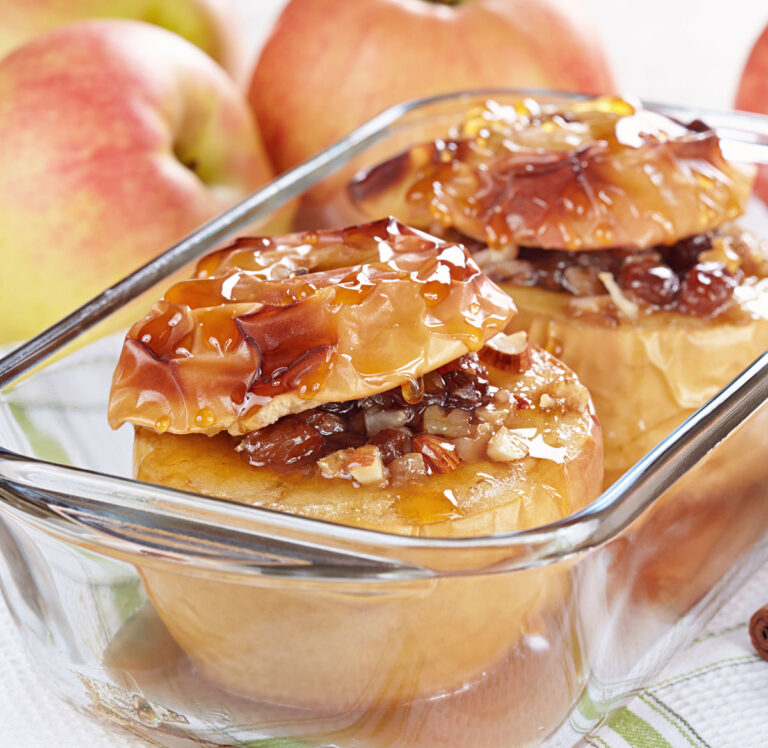 Baked Caramel Apples with Rum Soaked Raisins – Easy Fall Dessert
