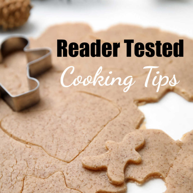 Gingerbread dough cut out with cookie cutters with words cooking tips/