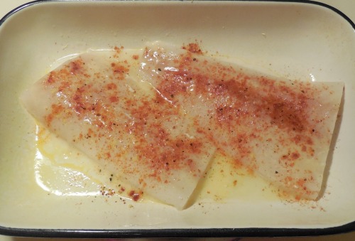 Cod seasoned with spices