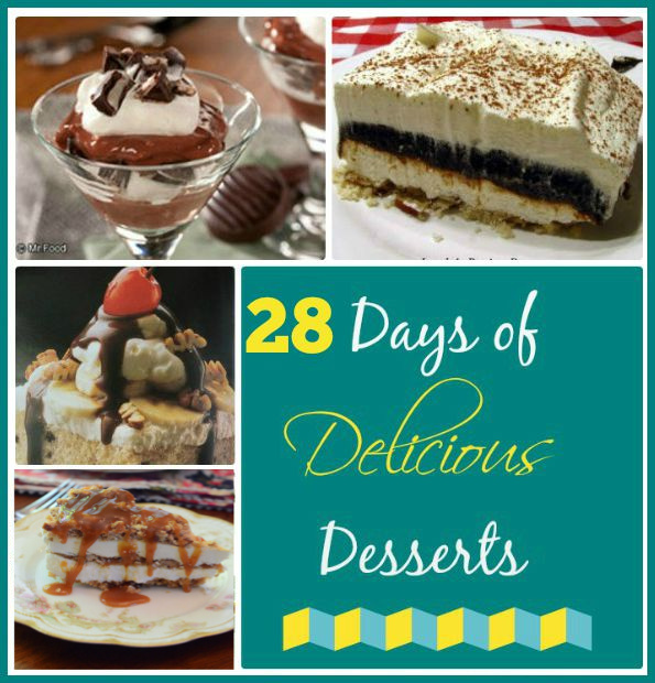 Collage with desserts and words 20 days of delicious desserts.