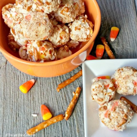 Candy corn pretzel balls