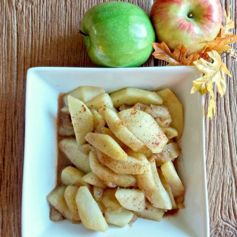 Warm cinnamon apples are the perfect side dish for a chicken pot pie
