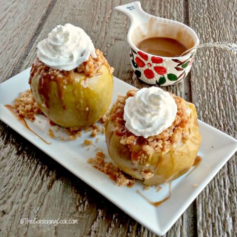 Apple crumble baked apples with whipped topping