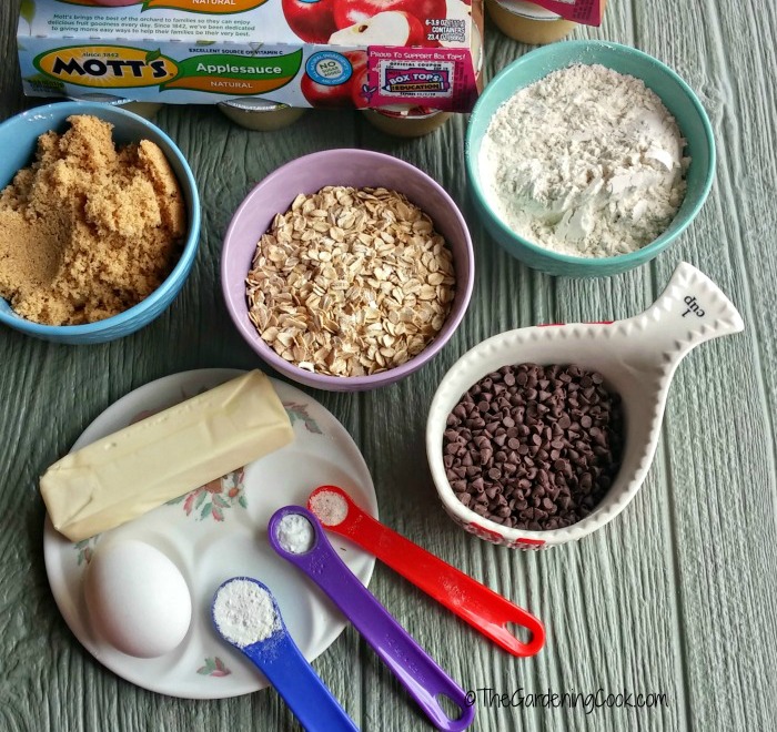 Ingredients for chocolatge oatmeal muffins