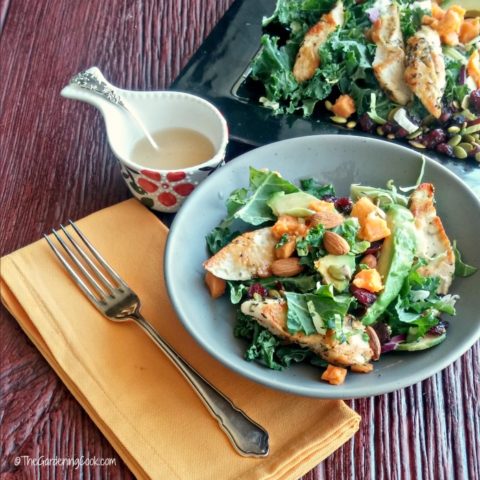 Roasted yam salad with seasoned chicken