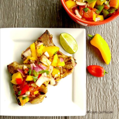 Grilled Pork with Strawberry Peach Salsa