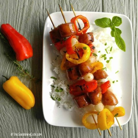 Cajun style andouille sausage kebabs