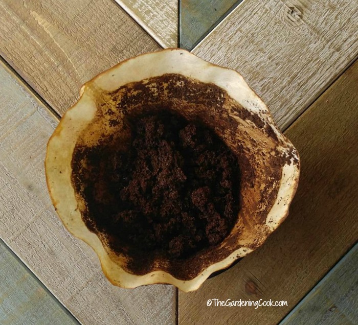 Add coffee grounds to the soil near acid loving plants like hydrangeas, blueberries and azaeleas