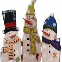 Wooden 3 snowman decoration