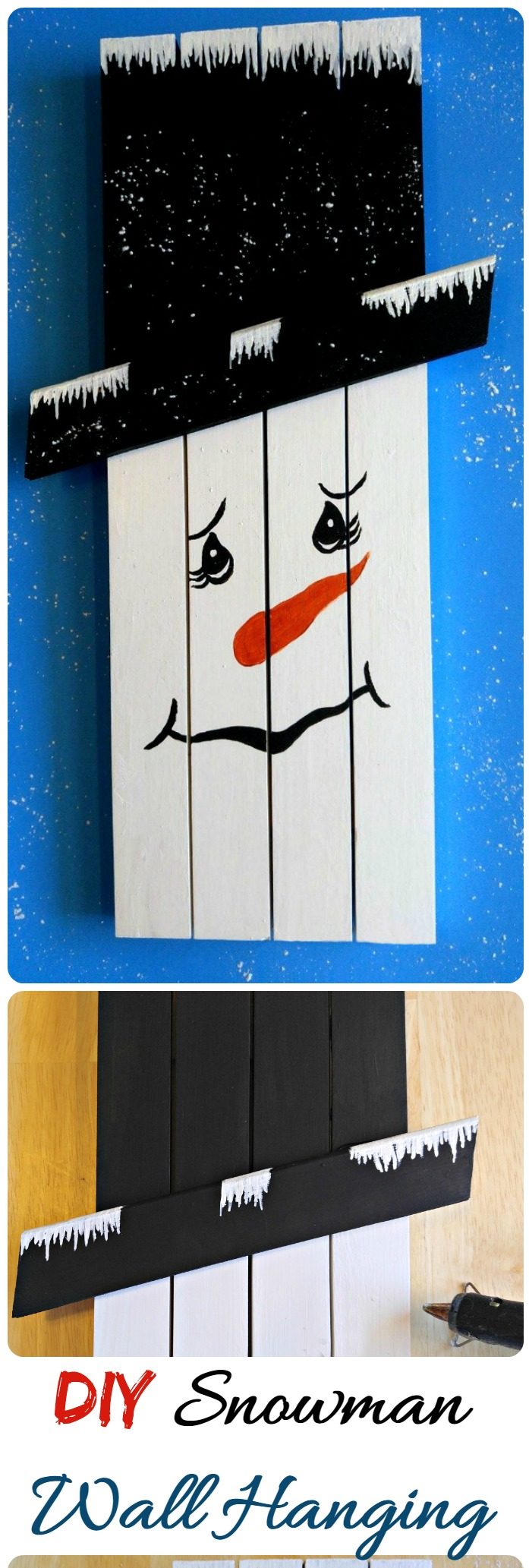 This cute snowman wall hanging was made from a old kitchen door frame. He is easy to do and looks great hanging on a wall. 