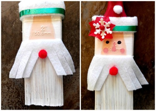 Santa Paint Brush Ornament - DIY Santa Claus Paintbrush Decoration