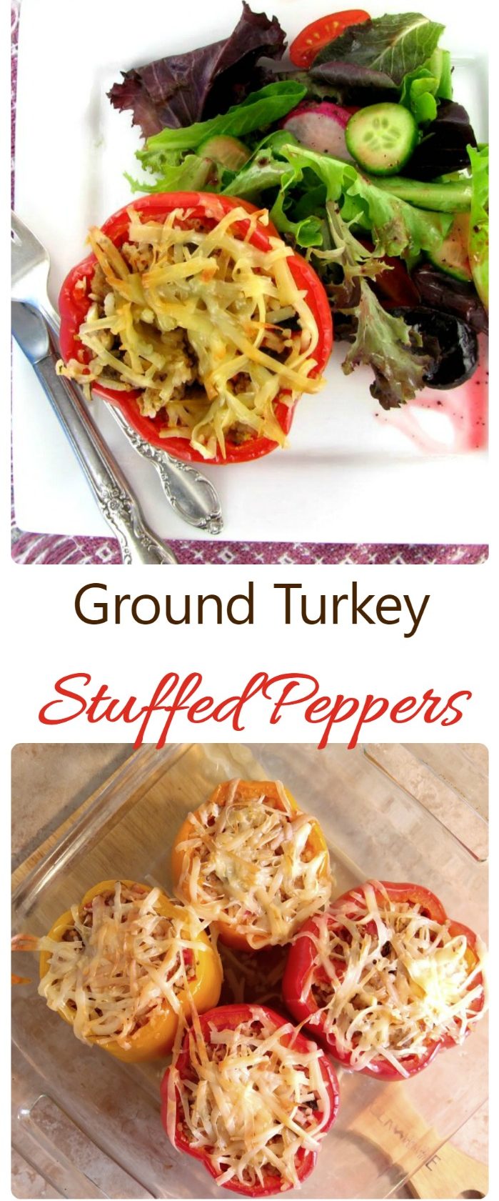 These Ground Turkey Stuffed Peppers are the ultimate healthy comfort food recipe. They use jasmine rice and coconut as a filler and taste just amazing!