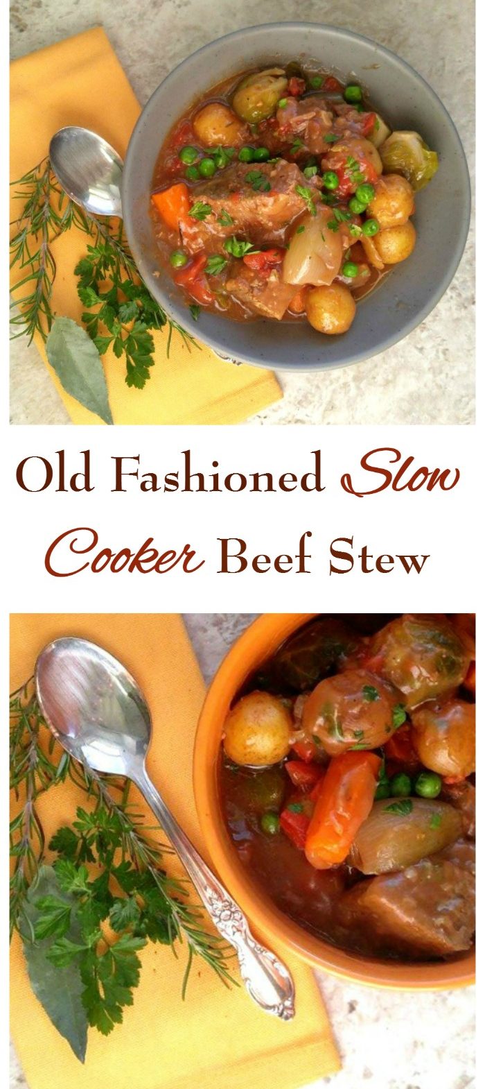 This fork tender old fashioned slow cooker beef stew is made just the way Momma made it! Rich and savory with big chunks of meat and vegetables are the ultimate comfort food.
