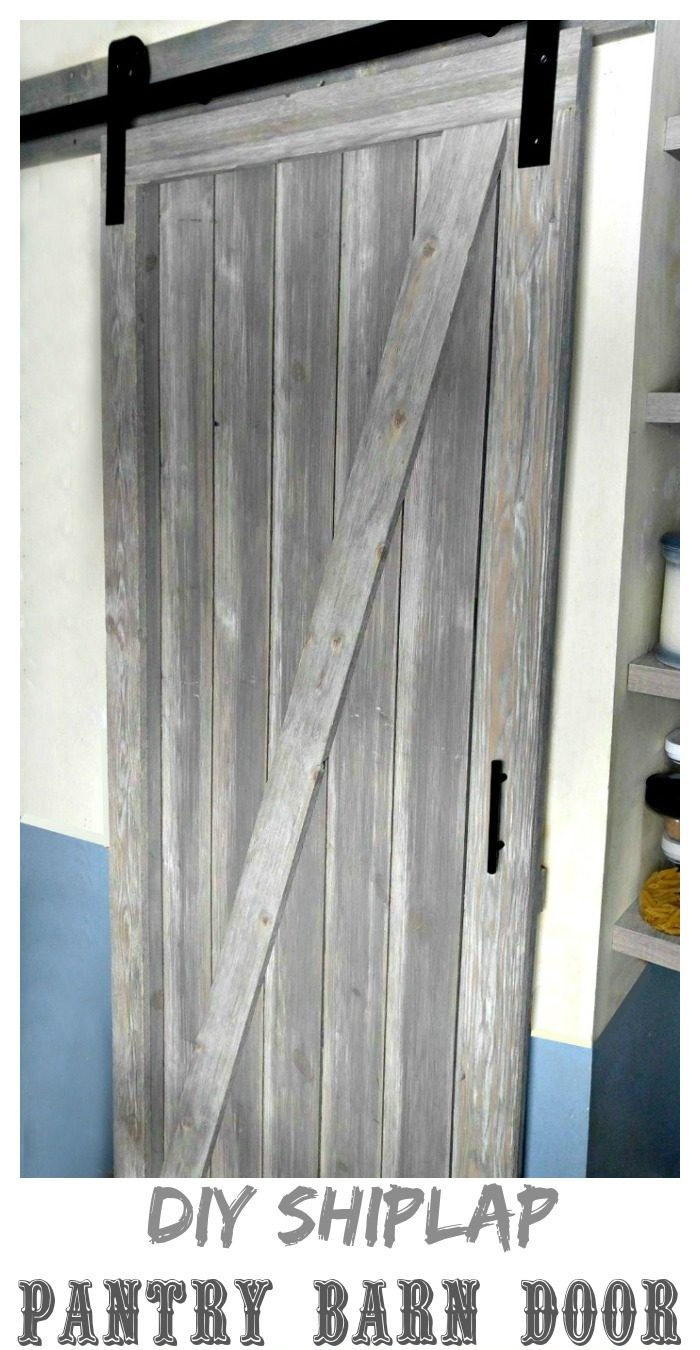 This DIY Shiplap Barn Door is the perfect way to add a decorative touch to my pantry and save lots of room in my tiny galley kitchen
