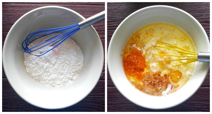 Mix your dry ingredients in one bowl and the wet ones in another.