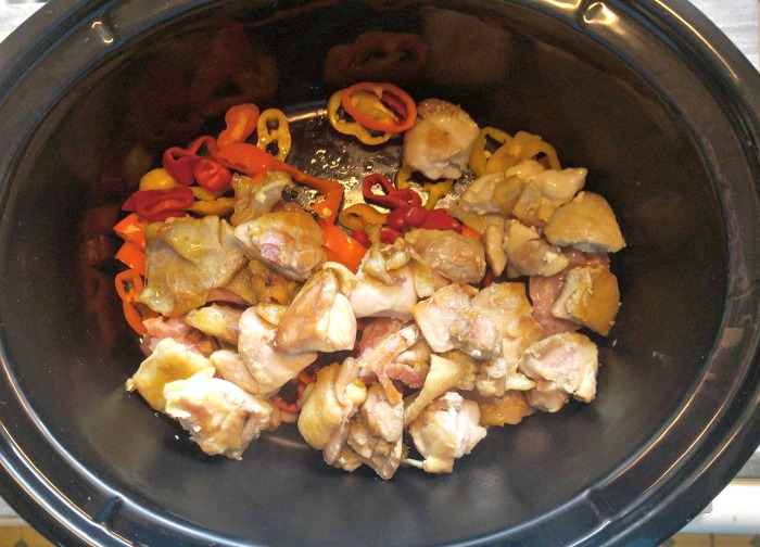 Chicken and peppers in a crock pot