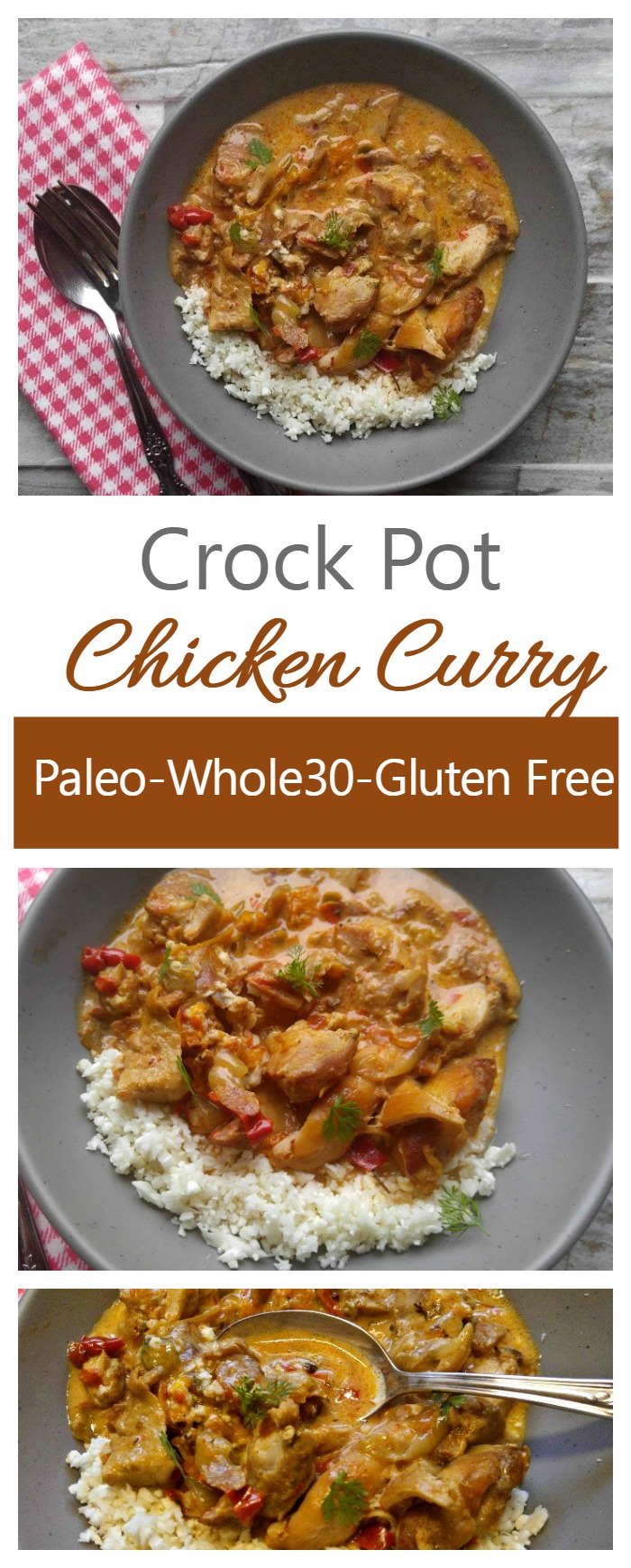 This crock pot chicken curry is just full of flavor. It's Paleo and Whole30 Compliant and also gluten free. Super easy to make and so tasty!
