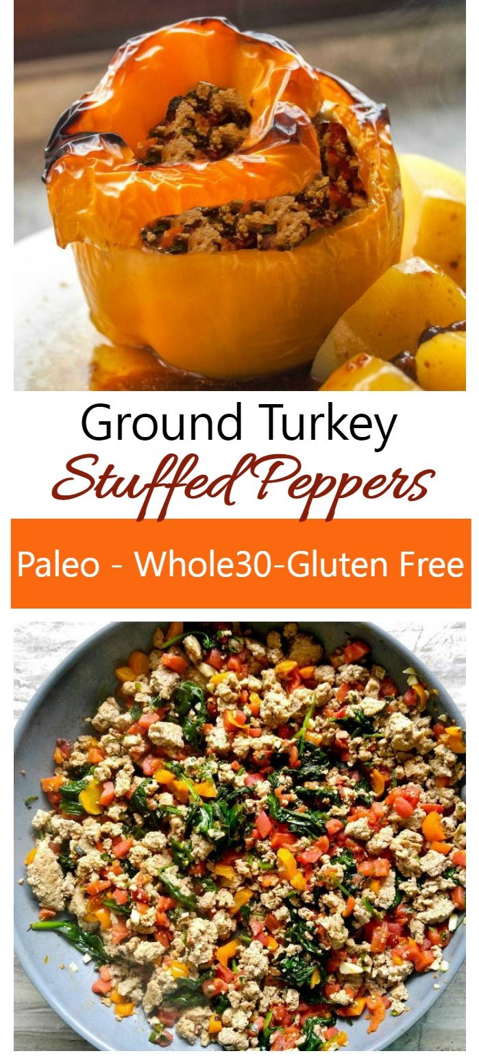These ground turkey stuffed peppers are Paleo, Whole30, and Gluten Free. They are easy to make and super tasty.