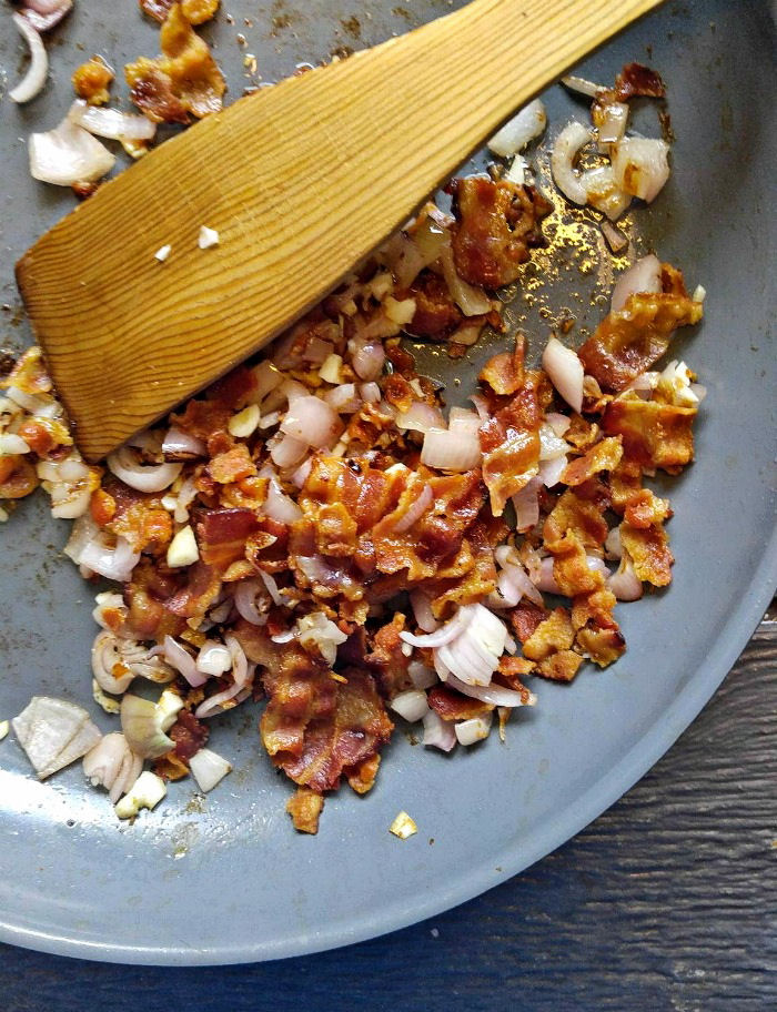 Cook shallots garlic and bacon