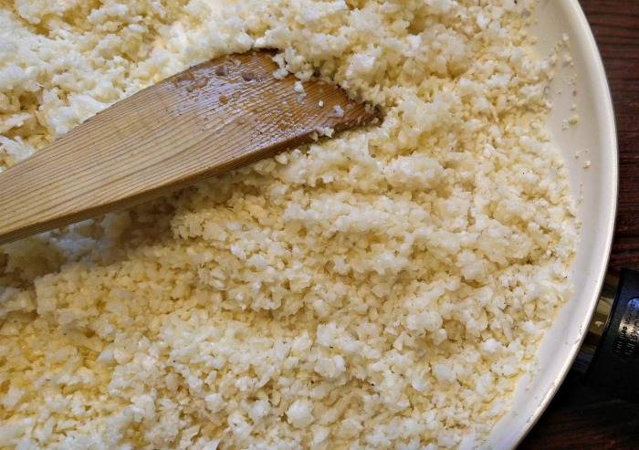 Cooking cauliflower rice 