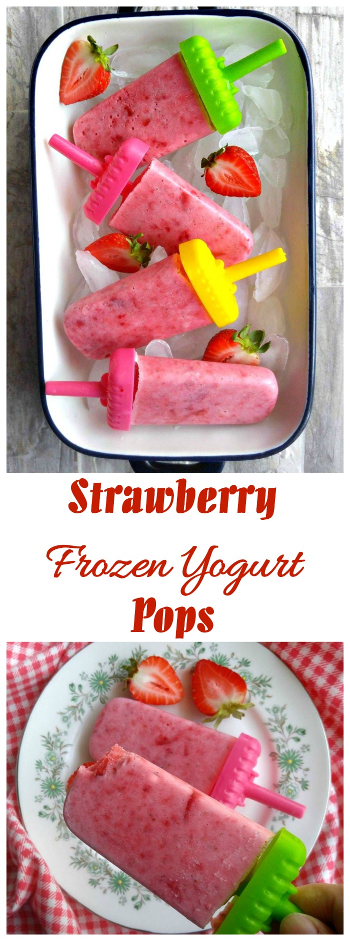 These strawberry frozen yogurt pops are super low in calories and perfect for a hot summer day.