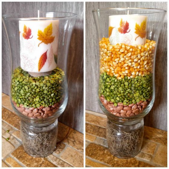 DIY Hurricane Candle Holder Centerpiece - Rustic Fall Table Decor