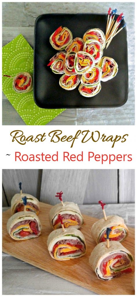 Roast Beef Wraps with Cheese & Roasted Red Peppers