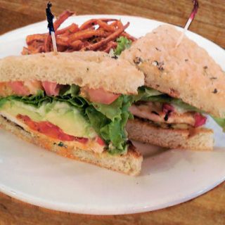Focaccia Chicken Sandwich with Avocado and Roasted Red Peppers