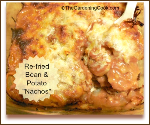 Potato Nachos with refried beans