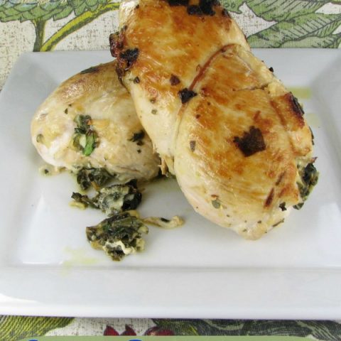 Chicken Breasts stuffed with Spinach, Feta and Pine Nuts