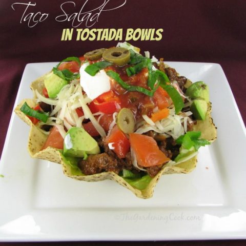 Taco Salad in Edible Tostada Bowls