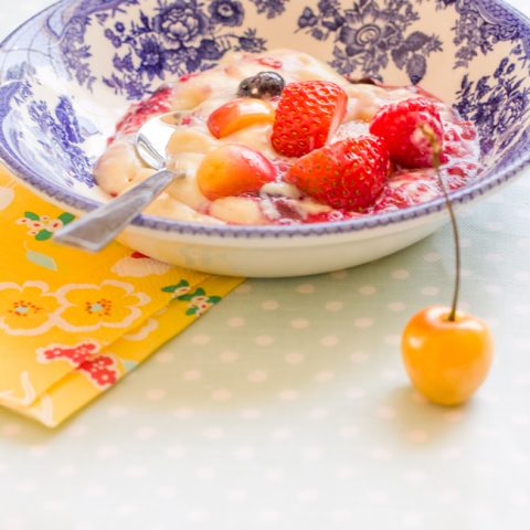 Vanilla-Flavored Custard with Homemade Fruit Sauce