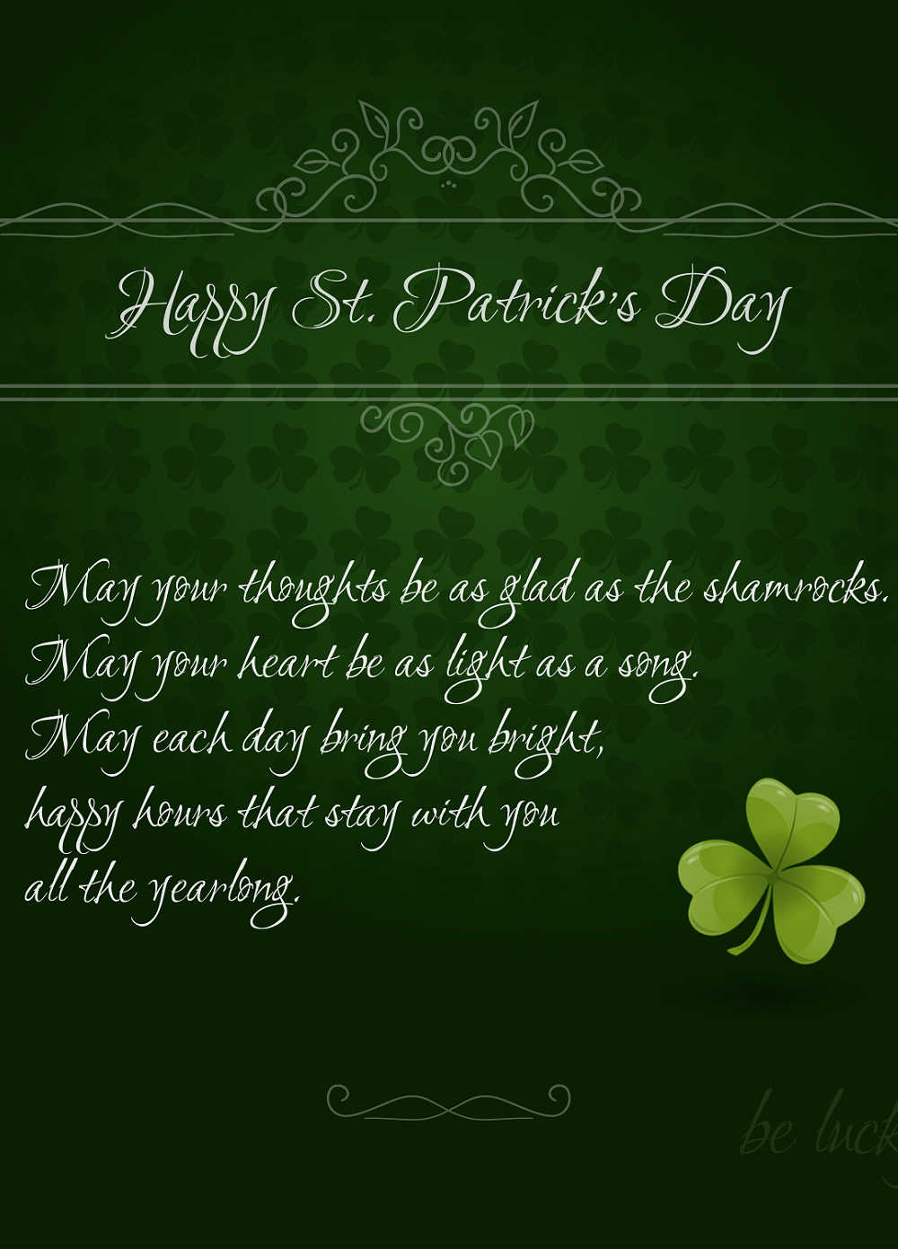 Old Irish Blessing. Irish blessing quote on a green background with shamrock.