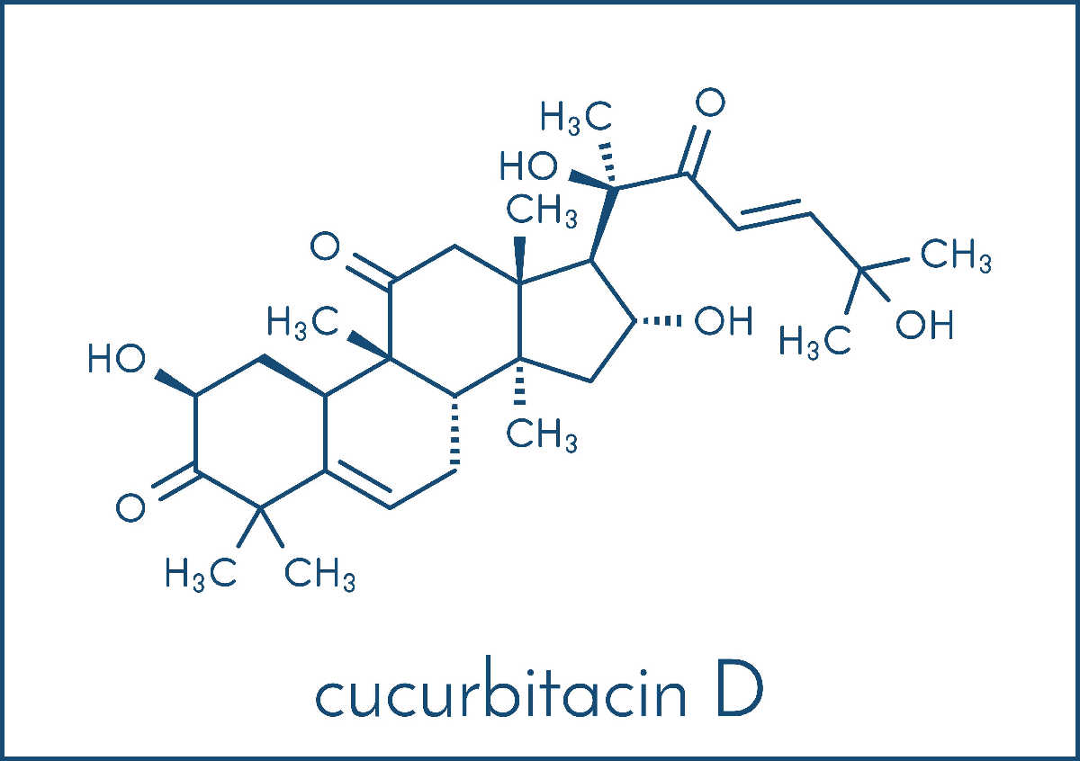 Skeletal formula of the compound cucurbitacin which makes cucumbers bitter.